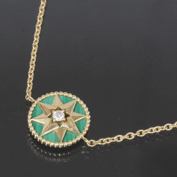 Dior Handbags - Dior Rose Devan Diamond Leather AU 750 18K Yellow Gold Green E1069